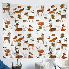Load image into Gallery viewer, Deer Fox Tapestry Kids Boys Cartoon Animal Pattern Bedding Throw Blanket Girls Sunflower Floral Print Tapestries Wall Hanging Blossom Flowers Wall Blanket,Bedding Collection