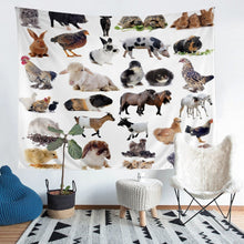 Load image into Gallery viewer, Animal Theme Tapestries Wall Hanging Kids Boys Girls Rabbit Horse Sheep Bedding Throw Blanket Cute Animal Print Tapestry Luxury Microfiber Wall Blanket,Bedding Collection