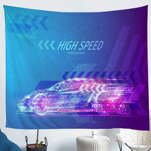 Load image into Gallery viewer, Race Sports Car Wall Blanket Boys Extreme Sports Theme Tapestry for Kids Teens Men Cool Geometric Stripe Racing Car Decor Wall Hanging Automobile Style Wall Art
