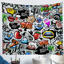 Load image into Gallery viewer, Hippie Graffiti Style Tapestries Wall Hanging Kids Boys Teens Hip Hop Bedding Throw Blanket Child Cartoon Pattern Tapestry Graffiti Wall Art Wall Blanket,Bedding Collection