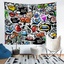 Load image into Gallery viewer, Hippie Graffiti Style Tapestries Wall Hanging Kids Boys Teens Hip Hop Bedding Throw Blanket Child Cartoon Pattern Tapestry Graffiti Wall Art Wall Blanket,Bedding Collection