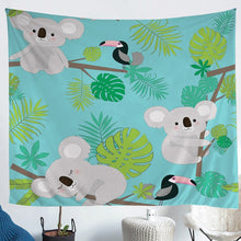 Load image into Gallery viewer, Kids Koala Wall Blanket Cute Animal Pattern Tapestry Palm Leaf Wall Hanging for Boys Girls Children Room Decor Lightweight Cartoon Koala Printed Wall Art Bedding Throw Blanket