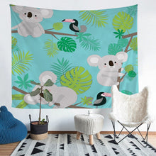 Load image into Gallery viewer, Kids Koala Wall Blanket Cute Animal Pattern Tapestry Palm Leaf Wall Hanging for Boys Girls Children Room Decor Lightweight Cartoon Koala Printed Wall Art Bedding Throw Blanket