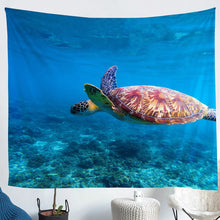 Load image into Gallery viewer, Sea Turtle Wall Blanket 3D Reptile Printed Tapestry for Kids Women Men Adults Ocean Marine Themed Decor Wall Hanging Blue Underwater Animal Wall Art