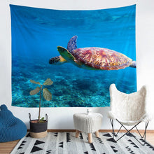 Load image into Gallery viewer, Sea Turtle Wall Blanket 3D Reptile Printed Tapestry for Kids Women Men Adults Ocean Marine Themed Decor Wall Hanging Blue Underwater Animal Wall Art