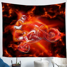 Load image into Gallery viewer, Motocross Racer Printed Tapestries Wall Hanging Kids Boys Girls Extreme Sports Theme Bedding Throw Blanket 3D Dirt Bike Tapestry Motorcycle Print Wall Blanket,Bedding Collection