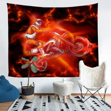 Load image into Gallery viewer, Motocross Racer Printed Tapestries Wall Hanging Kids Boys Girls Extreme Sports Theme Bedding Throw Blanket 3D Dirt Bike Tapestry Motorcycle Print Wall Blanket,Bedding Collection
