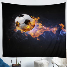 Load image into Gallery viewer, Football Tapestry for Boys Children Men Sports Theme Wall Hanging Decorative Burning Soccer Ball Pattern Wall Blanket Football Player's Gift Wall Art Picnic Sheet