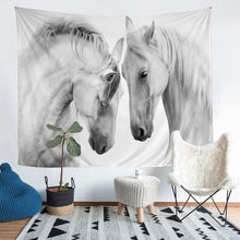 Load image into Gallery viewer, Horse Tapestry Kids Boys Adults Galloping Horse Printed Tapestries Wall Hanging 3D White Horse Bedding Throw Blanket Wild Animal Pattern Wall Blanket,Bedding Collection