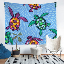Load image into Gallery viewer, Kids Sea Turtle Wall Blanket Cartoon Reptile Printed Tapestry for Boys Girls Children Ocean Marine Themed Decor Wall Hanging Underwater Animal Pattern Wall Art