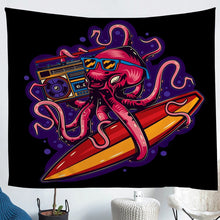 Load image into Gallery viewer, Octopus Bedding Throw Blanket Skateboard Radio Surfing Tapestries Wall Hanging for Kids Boys Teens Extreme Sport Theme Tapestry Hipster Wall Blanket,Bedding Collection