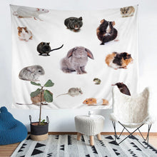 Load image into Gallery viewer, Animal Theme Tapestries Wall Hanging Kids Boys Girls Rabbit Mouse Guinea Pig Bedding Throw Blanket Cute Animal Print Tapestry Luxury Microfiber Wall Blanket,Bedding Collection