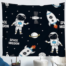 Load image into Gallery viewer, Galaxy Outer Space Tapestries Wall Hanging Kids Boys Girls Cartoon Astronaut Rocket Print Tapestry Universe Planets Bedding Throw Blanket Luxury Wall Blanket,Bedding Collection