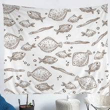 Load image into Gallery viewer, Kids Fish Wall Hanging Ocean Marine Themed Tapestry for Boys Girls Children Cartoon Sealife Wall Blanket Stain Resistant Underwater Animal Pattern Room Decor Sofa Cover