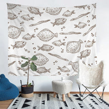 Load image into Gallery viewer, Kids Fish Wall Hanging Ocean Marine Themed Tapestry for Boys Girls Children Cartoon Sealife Wall Blanket Stain Resistant Underwater Animal Pattern Room Decor Sofa Cover