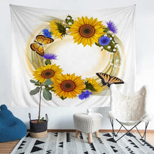 Load image into Gallery viewer, Floral Headdress Bedding Throw Blanket Kids Girls Woman Sunflower Butterfly Print Tapestry Blossom Flowers Tapestries Wall Hanging Luxury Wall Blanket,Bedding Collection