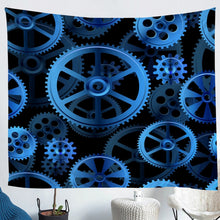 Load image into Gallery viewer, Industrial Wall Hanging Clock Theme Gears Tapestry Blue Steampunk Style Wall Blanket for Children Girls Boys Adults Microfiber Mechanical Gearwheel Wall Art Room Decor Picnic Sheet