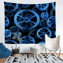 Load image into Gallery viewer, Industrial Wall Hanging Clock Theme Gears Tapestry Blue Steampunk Style Wall Blanket for Children Girls Boys Adults Microfiber Mechanical Gearwheel Wall Art Room Decor Picnic Sheet