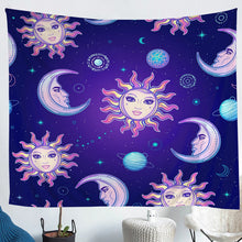 Load image into Gallery viewer, Girly Sun and Moon Printed Wall Blanket Girls Boho Exotic Tapestry Bohemian Style Wall Hanging for Kids Women Bedroom Decor Purple Galaxy Planet Wall Art Bedding Throw Blanket
