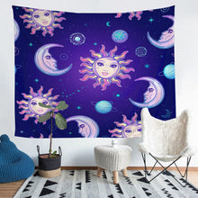 Load image into Gallery viewer, Girly Sun and Moon Printed Wall Blanket Girls Boho Exotic Tapestry Bohemian Style Wall Hanging for Kids Women Bedroom Decor Purple Galaxy Planet Wall Art Bedding Throw Blanket
