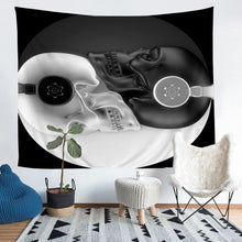 Load image into Gallery viewer, Skull Pattern Wall Blanket Boys Skeleton Design Tapestry Men Tai Chi Gothic Bones Style Wall Hanging for Kids Teens Room Decor Modern Black White Wall Art Bedding Throw Blanket