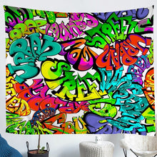 Load image into Gallery viewer, Hippie Graffiti Bedding Throw Blanket Kids Boys Teens Hip Hop Street Culture Tapestry Street Culture Tapestries Wall Hanging Multicolor Graffiti Wall Blanket,Bedding Collection