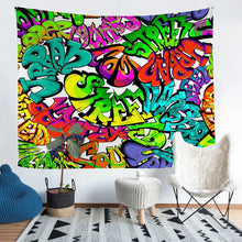 Load image into Gallery viewer, Hippie Graffiti Bedding Throw Blanket Kids Boys Teens Hip Hop Street Culture Tapestry Street Culture Tapestries Wall Hanging Multicolor Graffiti Wall Blanket,Bedding Collection