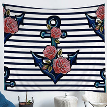 Load image into Gallery viewer, Luxury Stripe Tapestry Kids Boys Girls Ocean Nautical Bedding Throw Blanket Anchor Floral Print Tapestries Wall Hanging Sea Adventure Wall Blanket,Bedding Collection