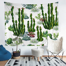 Load image into Gallery viewer, Cactus Printed Tapestry Boho Succulent Wall Hanging for Kids Adult Women Botanical Pattern Wall Blanket Green Plants Wall Art Room Decor Bedding Throw Blanket