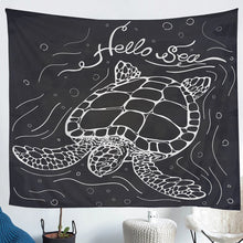 Load image into Gallery viewer, Sea Turtle Wall Blanket Kids Reptile Printed Tapestry Ocean Marine Themed Wall Hanging for Boys Girls Room Decor Black White Underwater Animal Bedspread Cove Bedding Throw Blanket