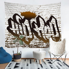 Load image into Gallery viewer, Teens Hip Hop Tapestry Boys Street Culture Style Wall Hanging for Kids Young Man Graffiti Pattern Wall Blanket Retro Brown Brick Wall Design Wall Art Room Decor Sofa Cover