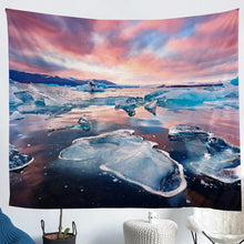 Load image into Gallery viewer, Ocean Themed Wall Blanket Girly Arctic Ocean Tapestry Ica Sea Printed Wall Hanging for Girls Children Women Bedroom Decor Blue Pink Nature Theme Wall Art Bedding Throw Blanket