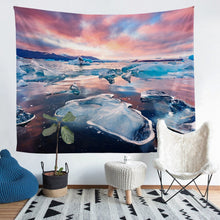 Load image into Gallery viewer, Ocean Themed Wall Blanket Girly Arctic Ocean Tapestry Ica Sea Printed Wall Hanging for Girls Children Women Bedroom Decor Blue Pink Nature Theme Wall Art Bedding Throw Blanket
