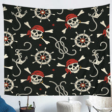 Load image into Gallery viewer, Skull Pattern Wall Hanging Boys Nautical Pirate Style Tapestry Ocean Themed Wall Blanket for Children Kids Men Sea Adventure Wall Art Rudder Skeleton Design Room Decor Picnic Sheet