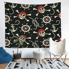 Load image into Gallery viewer, Skull Pattern Wall Hanging Boys Nautical Pirate Style Tapestry Ocean Themed Wall Blanket for Children Kids Men Sea Adventure Wall Art Rudder Skeleton Design Room Decor Picnic Sheet