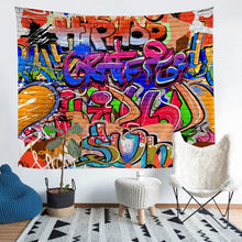 Load image into Gallery viewer, Teens Graffiti Pattern Tapestry Youth Hip Hop Style Wall Hanging for Kids Boys Young Man Graffiti Pattern Wall Blanket Street Culture Theme Wall Art Room Decor Sofa Cover