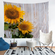 Load image into Gallery viewer, Sunflower Bedding Throw Blanket for Kids Woman Adults Botanical Wooden Scenes Tapestries Wall Hanging 3D Floral Print Tapestry Blossom Flowers Wall Blanket,Bedding Collection