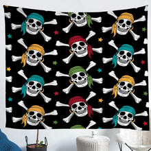 Load image into Gallery viewer, Skull Pattern Wall Hanging Boys Nautical Pirate Style Tapestry Skeleton Design Wall Blanket for Children Kids Men Ocean Themed Sea Adventure Wall Art Room Decor Picnic Sheet