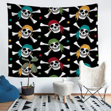 Load image into Gallery viewer, Skull Pattern Wall Hanging Boys Nautical Pirate Style Tapestry Skeleton Design Wall Blanket for Children Kids Men Ocean Themed Sea Adventure Wall Art Room Decor Picnic Sheet