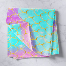 Load image into Gallery viewer, Girls Mermaid Scales Wall Hanging Girly Chic Fish Scales Tapestry for Kids Children Women Ocean Marine Themed Wall Blanket Pink Teal Sealife Style Room Decor Sofa Cover