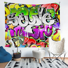 Load image into Gallery viewer, Hippie Graffiti Tapestry Teens Hip Hop Style Wall Hanging for Kids Boys Youth Graffiti Pattern Wall Blanket Breathable Street Culture Theme Wall Art Room Decor Sofa Cover