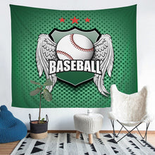 Load image into Gallery viewer, Sports Baseball Bedding Throw Blanket Kids Boys Teens Sports Theme Tapestries Wall Hanging Green Dot Tapestry 3D Baseball Pattern Wall Blanket,Bedding Collection