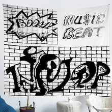 Load image into Gallery viewer, Hip Hop Style Wall Blanket Teens Street Culture Theme Tapestry Young Man Graffiti Pattern Wall Hanging for Kids Teens Bedroom Decor Black White Wall Art Bedding Throw Blanket