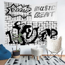 Load image into Gallery viewer, Hip Hop Style Wall Blanket Teens Street Culture Theme Tapestry Young Man Graffiti Pattern Wall Hanging for Kids Teens Bedroom Decor Black White Wall Art Bedding Throw Blanket