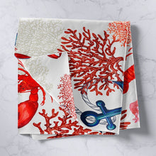 Load image into Gallery viewer, Ocean Nautical Bedding Throw Blanket for Kids Boys Girls Lobster Anchor Coral Tapestry Sea Animal Print Tapestries Wall Hanging Underwater World Wall Blanket,Bedding Collection
