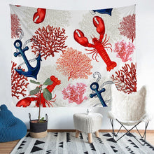 Load image into Gallery viewer, Ocean Nautical Bedding Throw Blanket for Kids Boys Girls Lobster Anchor Coral Tapestry Sea Animal Print Tapestries Wall Hanging Underwater World Wall Blanket,Bedding Collection