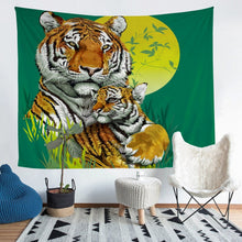 Load image into Gallery viewer, Tiger Wall Blanket Wild Animal Theme Tapestry For Kids Men Women Adults Wildlife Style Wall Hanging Ultra Soft Tiger Family Decor Wall Art Green Nature