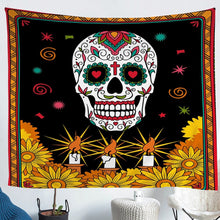Load image into Gallery viewer, Sugar Skull Wall Hanging Women Skull Pattern Tapestry Boho Skeleton Design Wall Blanket for Children Kids Adults Gothic Bones Wall Art Daisy Flowers Room Decor Picnic Sheet