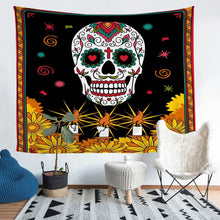 Load image into Gallery viewer, Sugar Skull Wall Hanging Women Skull Pattern Tapestry Boho Skeleton Design Wall Blanket for Children Kids Adults Gothic Bones Wall Art Daisy Flowers Room Decor Picnic Sheet