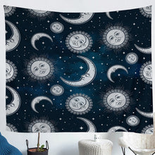 Load image into Gallery viewer, Sun and Moon Wall Hanging Boho Exotic Tapestry Bohemian Style Wall Blanket for Children Kids Girls Women Microfiber Blue Galaxy Starry Sky Wall Art Room Decor Picnic Sheet